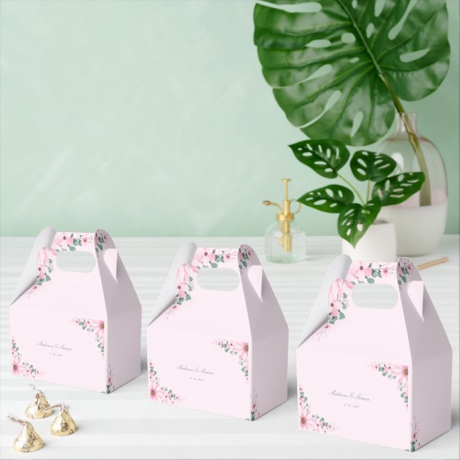 Pink floral wedding Favor boxes customizable  Geschenkschachtel (Zahlreiche)