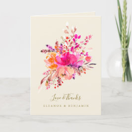 Pink Floral Wedding Foto Benutzerdefinierte Meldun Dankeskarte