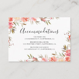 Pink Floral Wedding Hotel Unterkunft Visitenkarte