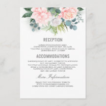 Pink Floral Wedding Information Guest