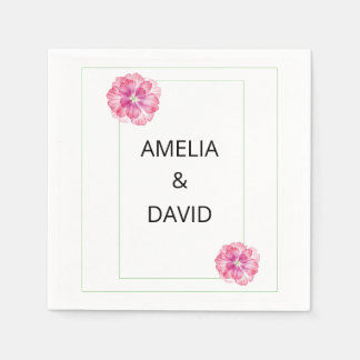 Pink Floral Wedding Paper Napkins Serviette
