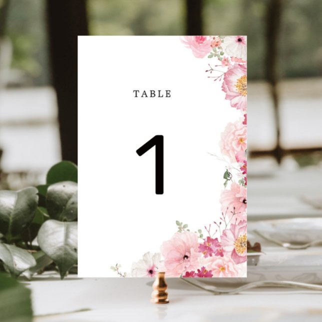 Pink Floral Wedding Table Number Tischnummer (Von Creator hochgeladen)