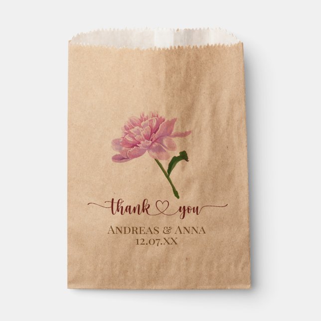  Pink Floral Wedding Thank You Geschenktütchen (Vorderseite)