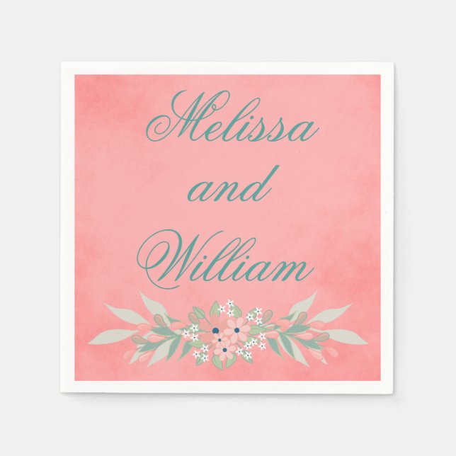 Pink Floral Wedple Serviette (Vorderseite)