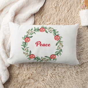 Pink Floral Weihnachtskraut Lumbar Kissen   Friede