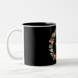Pink Floral Weihnachtskraut Tasse | Frieden