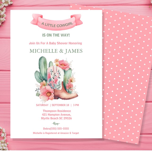 Pink Floral Western Cowgirl Babydusche Einladung (Von Creator hochgeladen)