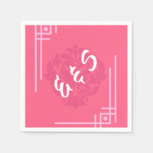 Pink Floral Whimsy Wedding Cocktail Napkin