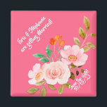 Pink Floral Whimsy Wedding Save the Date Magnet<br><div class="desc">.: Adorable,  individuell anpassbare rosa Blütenmagnete Rett-the-Date-Magnete: Koordinieren von Stationären und Dekor zur Verfügung</div>