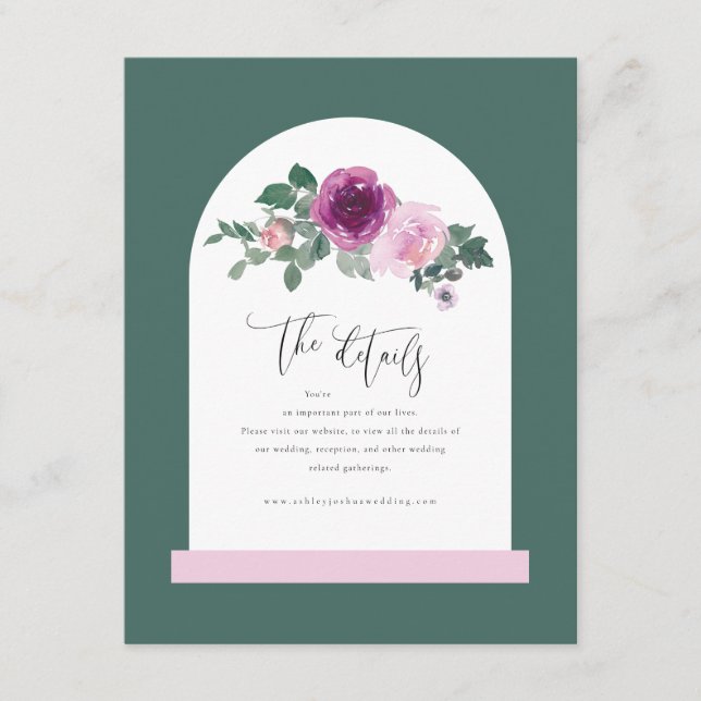 Pink Floral White Arch Leafy Green Begleitkarte (Vorderseite)