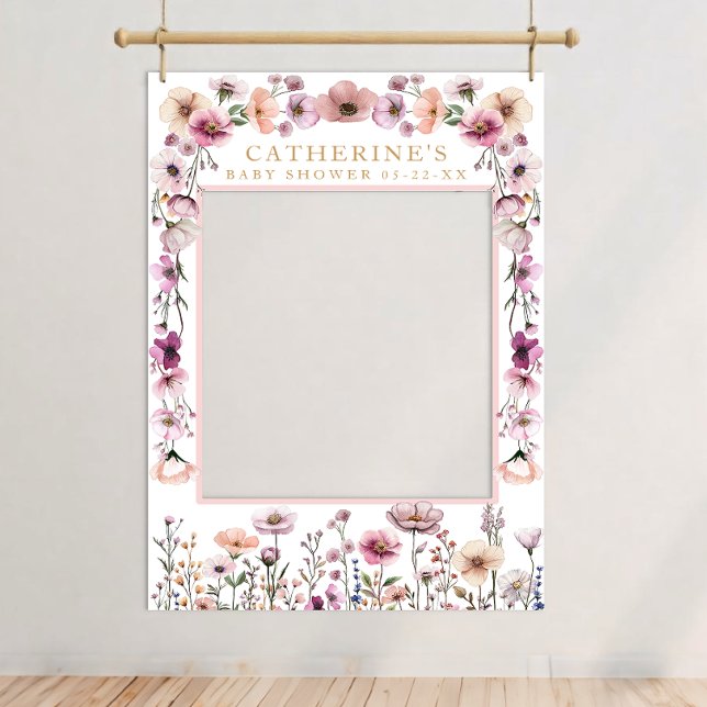 Pink Floral Wildblume Foto Stand Poster - Dusty ( Themed photo booth)