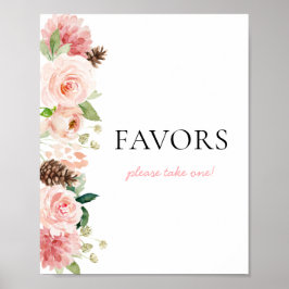 Pink Floral Winter Baby Duschfavoriten Schild