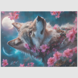 Pink Floral Wolf Seidenpapier