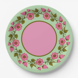 Pink Floral Wreaaths | Papierplatte Pappteller
