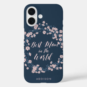 Pink Floral Wreath iPhone Case für beste Mama