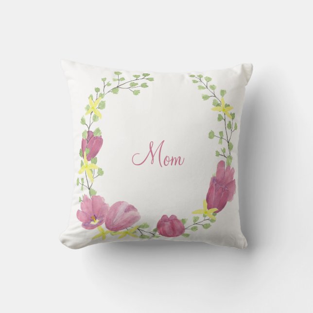 Pink Floral Wreath | MAMA Kissen (Vorderseite)