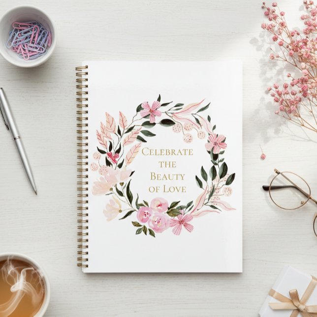 Pink Floral Wreath Spiral Notebook Planer (Von Creator hochgeladen)