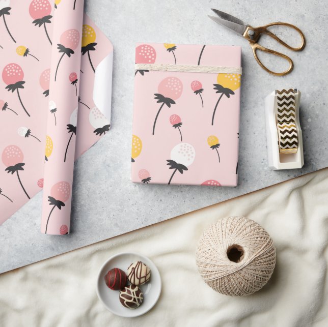 Pink Floral wünscht Geschenkpapier (Kunsthandwerk)
