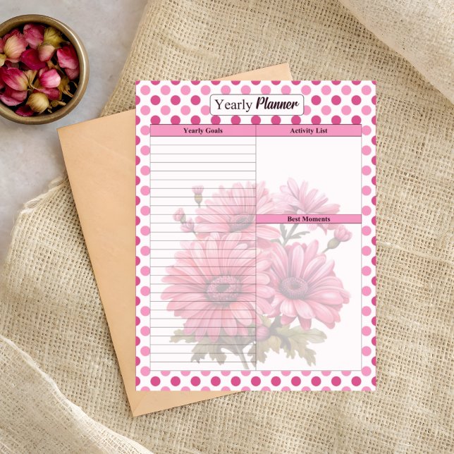 Pink Floral Years Planner Notizblock (Von Creator hochgeladen)