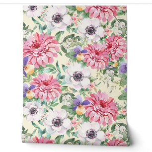 Pink Floral Zinnias White Poppies Stiefmütterchen  Tapete