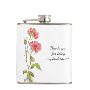 Pink florale Aquarellmaid Vielen Dank Flachmann