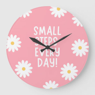 Pink Florale Inspiration – Kleine Schritte jeden T Große Wanduhr