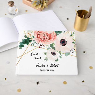 Pink florale Pastel Blume Braut Groom Hochzeit Gästebuch