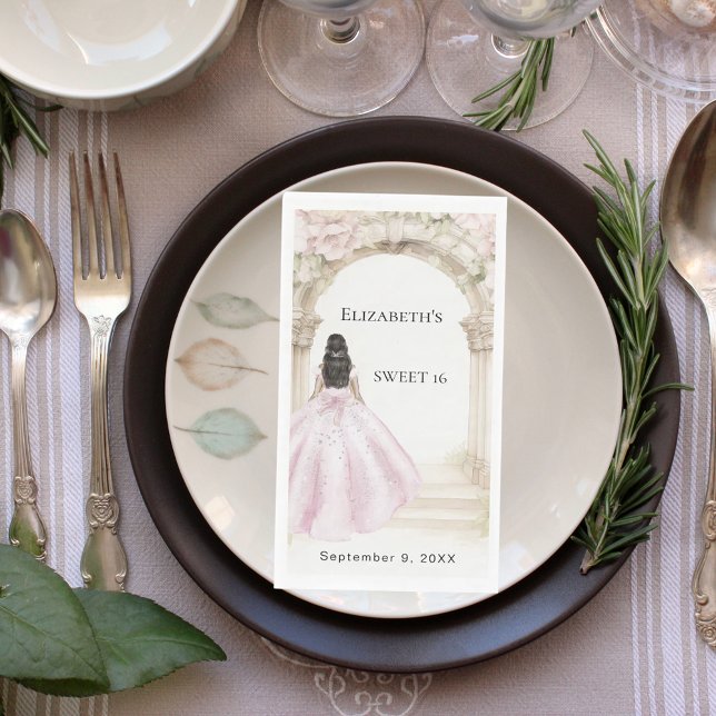 Pink florals arch dress Sweet 16 Serviette (Von Creator hochgeladen)