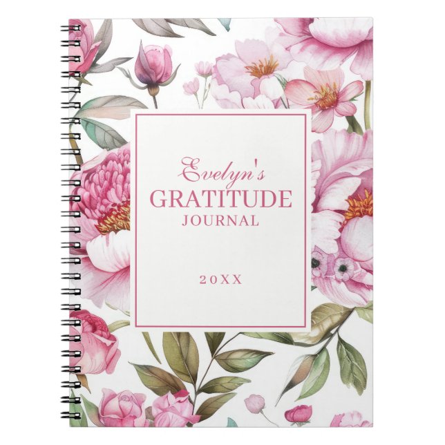 Pink Florals Dankesblatt Notizblock (Vorderseite)