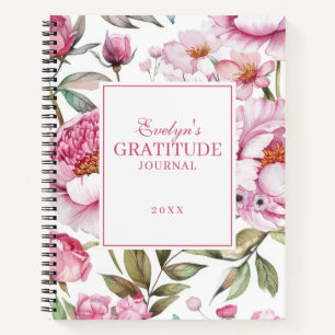 Pink Florals Dankesblatt Notizbuch