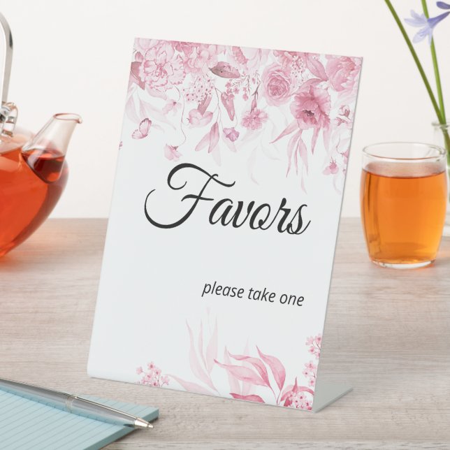 Pink Florals Girl Baby Dusche Gefallen Sockelschild (In Situ)