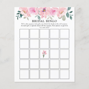 Pink Florals Greenery Brautparty Bingo Game