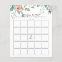 Pink Florals Greenery Brautparty Bingo Game
