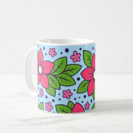 Pink Florals with Bold Petals and Green Leaves Kaffeetasse