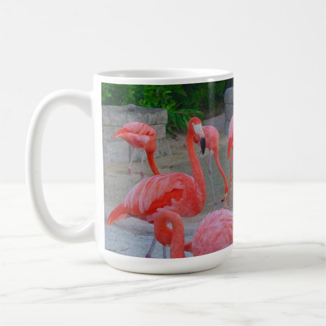 Pink Florida Flamingos am Strand Kaffeetasse (Links)