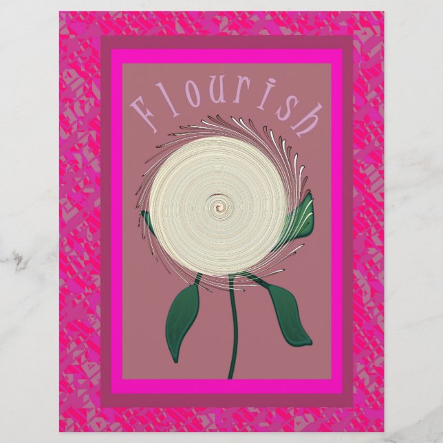 Pink Flourish Flower Bulk Scrapbook Paper Pages Flyer (Vorne)