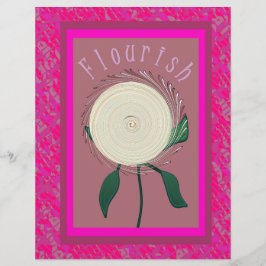 Pink Flourish Flower Scrapbook Paper 2-Sided Page