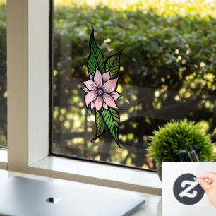 Pink Flower Art Floral Design tätowierte Blumen    Fensteraufkleber