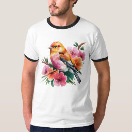 Pink Flower Bird T-Shirt