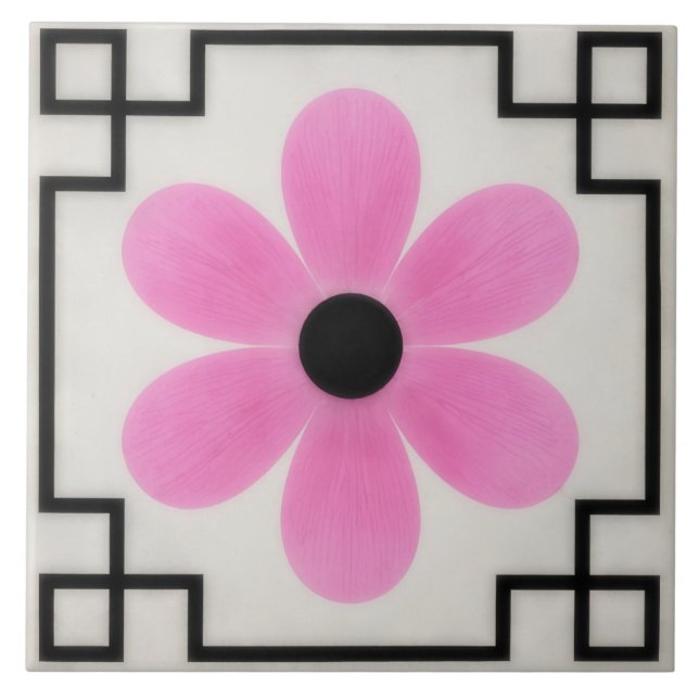 Pink Flower Decorative Tile Trivet Fliese (Vorderseite)