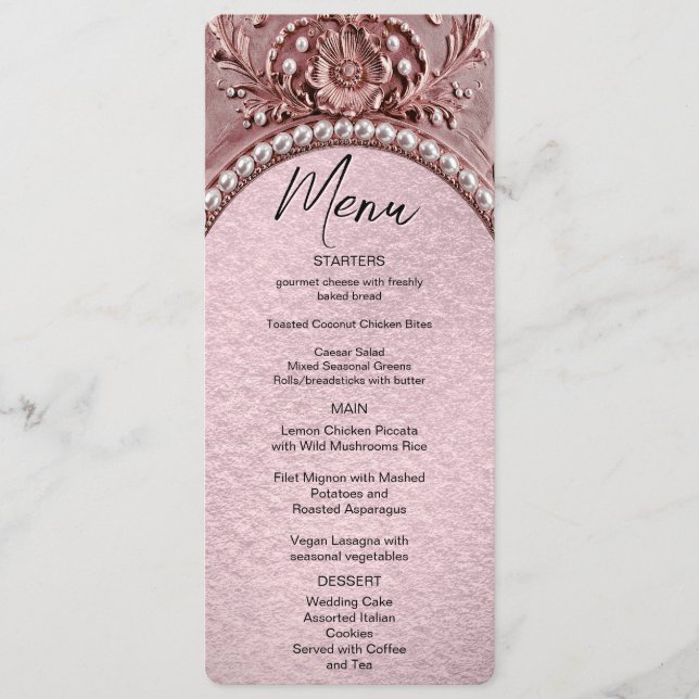 Pink Flower Floral Menu Menükarte (Vorderseite)