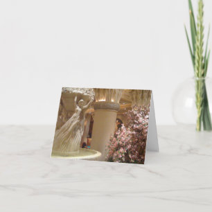 Pink Flower Fountain Wedding Card Karte