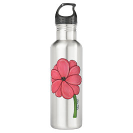 Pink Flower Full with Blue background Edelstahlflasche