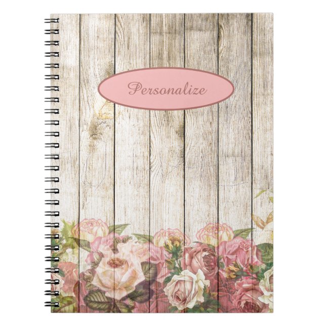 Pink Flower Garden by Wood Fence personalize Notizblock (Vorderseite)