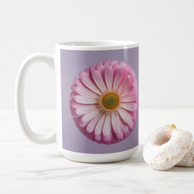 Pink Flower Meditation Classic White Mug Kaffeetasse (Mit Donut)