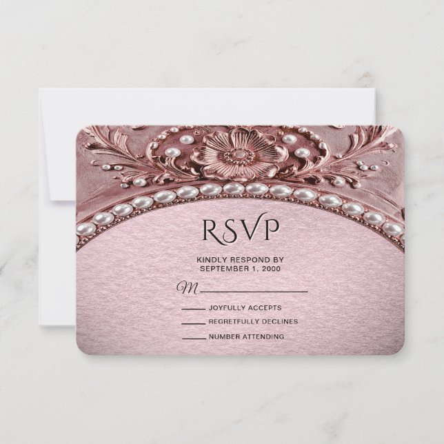 Pink Flower RSVP Card (Devant)