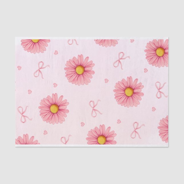 Pink flowers, bows, and hearts seidenpapier (Vorderseite)