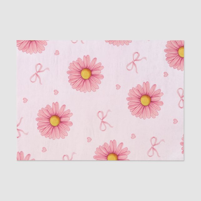Pink flowers, bows, and hearts tissue paper seidenpapier (Vorderseite)