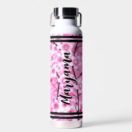 Pink Flowers for Girls | Personalized Name, Floral Trinkflasche