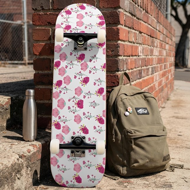 Pink Flowers Pattern Skateboard (Von Creator hochgeladen)